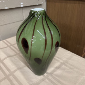 Bombay Cased Glass Vase Olive Green & Brown