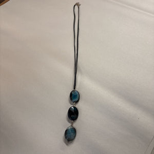 Blue-Green Agate Pendant w Cord Necklace