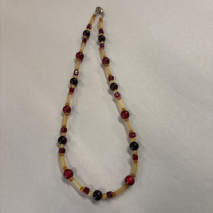 Red, Gold & Brown Glass Bead Necklace