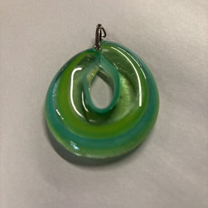Vintage Turquiose & Green Oval Glass Pendant