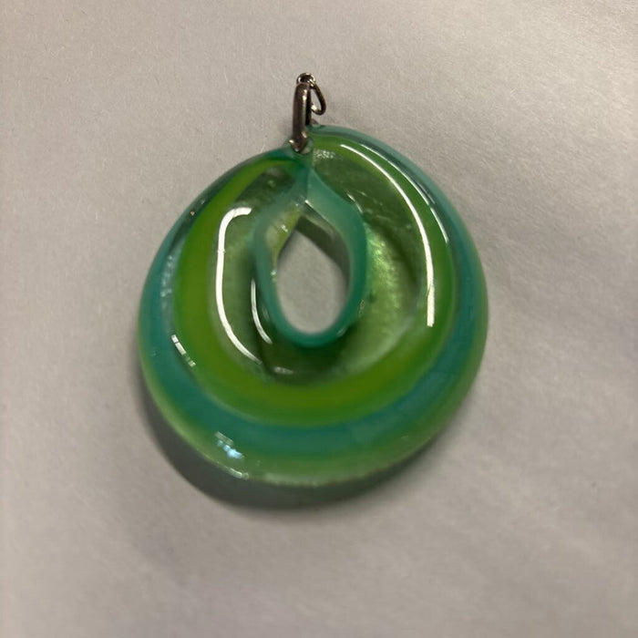 Vintage Turquiose & Green Oval Glass Pendant
