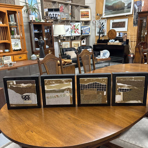 Set of 4 Mixed-Media Collage Art Pieces