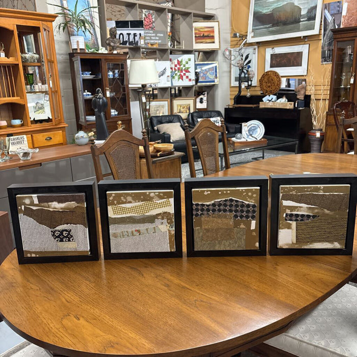 Set of 4 Mixed-Media Collage Art Pieces
