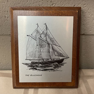"Bluenose" Metal Plaque On Wood