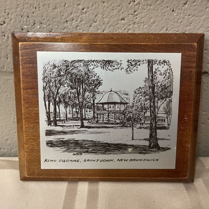 "King Square" Metal Plaque On Wood