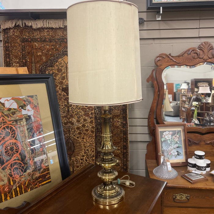 Vintage Stiffel Brass Table Lamp w Cream Shade