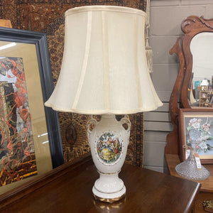 Vintage Table Lamp "George & Martha Washington" Courting Lamp w Cream T