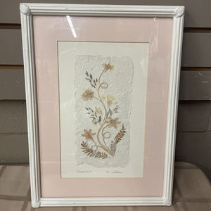 "Wildflowers" Handmade Paper w Flowers In Cream Colour Frame