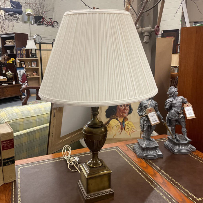 Vintage Stiffel Solid Brass Square Pedestal Table Lamp