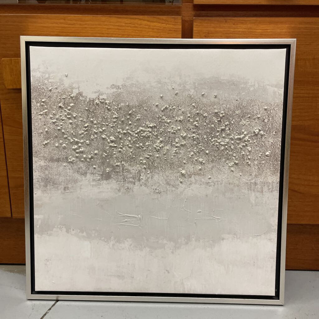 Silver & White Framed Detailed Canvas Print