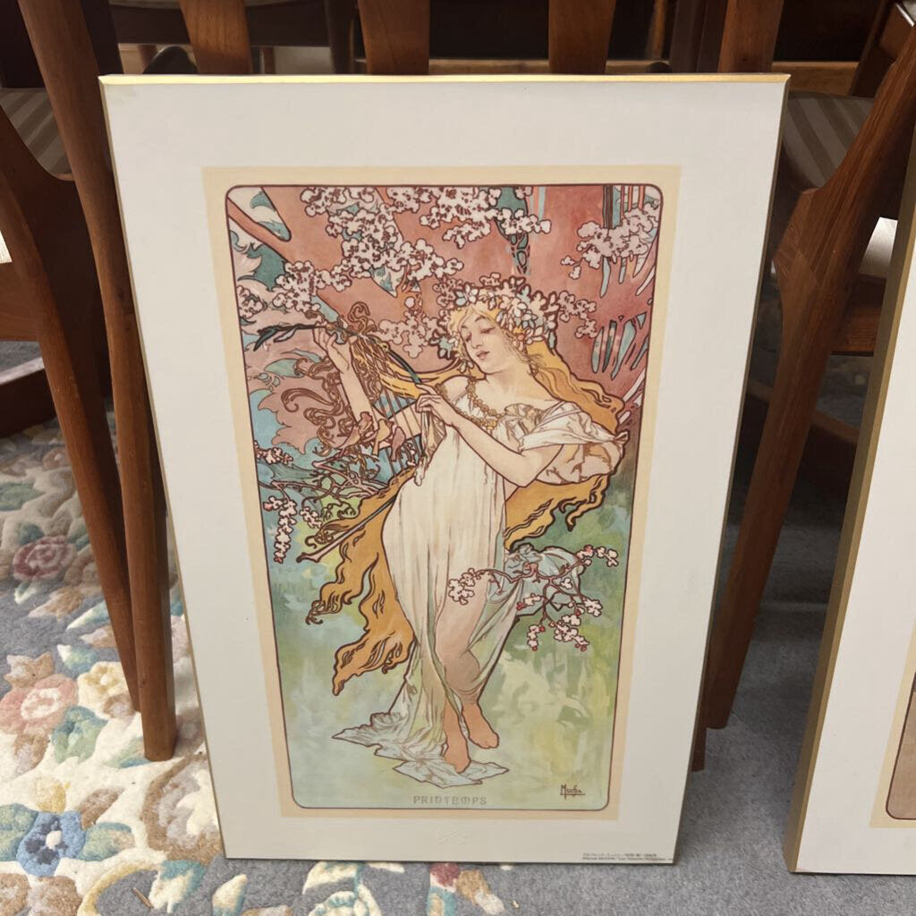 Pair Of Prints- "The Seasons" By Alphonse Mucha