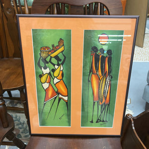 Framed African Batik Painting By Artist Kiwanuka