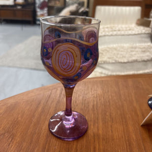 Purple Hand-Painted Wine Glass