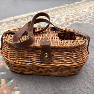 Wicker Fishing Creel Basket w Strap
