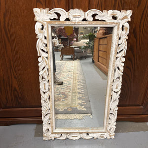 White Wood Distressed Look Wall Mirror