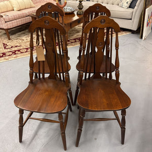 SET OF 4 - Dark Mahogany Windsor Spindle Chairs