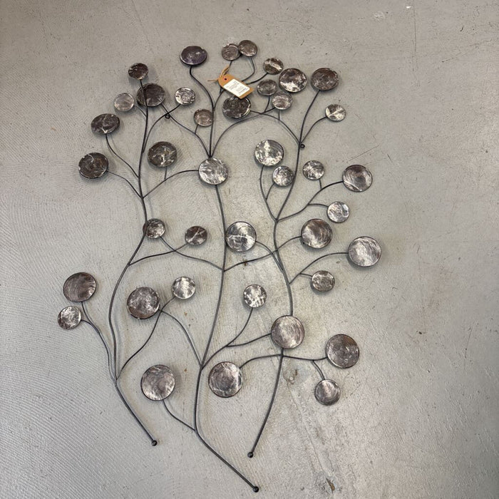 Dark Grey Metal Tree Wall Decor (Shell Circles)