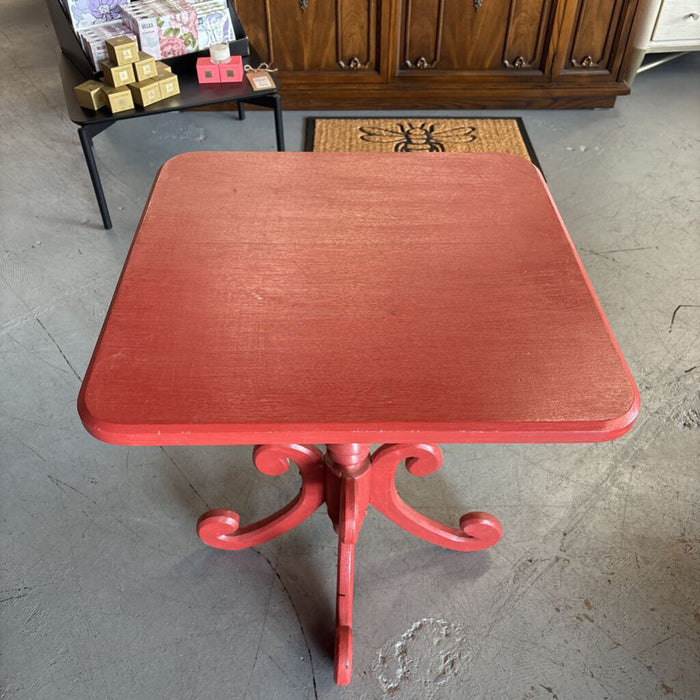 Burnt Orange Pedestal Antique Table