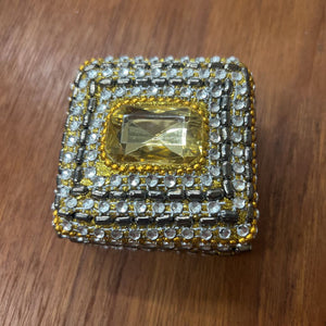 Sequined Trinket Box w Gold Stone