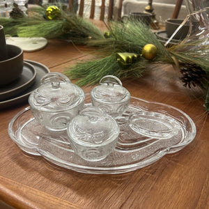 Vintage Crystal Vanity Set On A Matching Tray- Swirl Design
