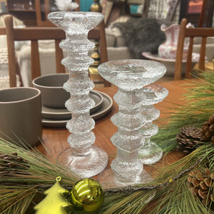 Set Of 3- Littala Finland Festivo Glass Candle Holders- Designed By Yimo Sarpeneva