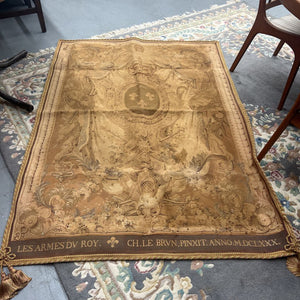 Vintage Look French Wall Tapestry w Royal Arms Of France