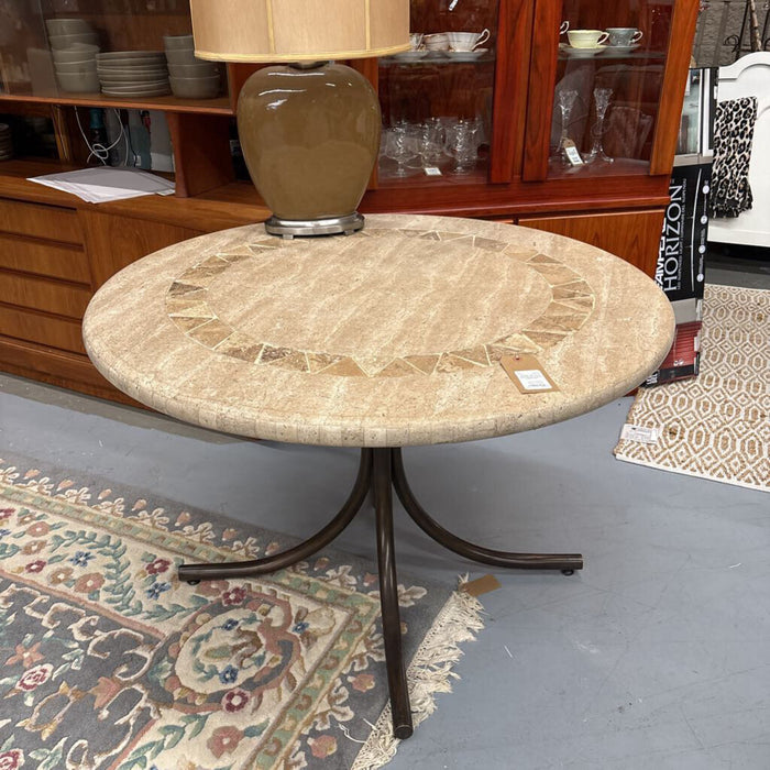 HOOKER Dining Table w a Tiled Stone Top & Metal Pedestal Base