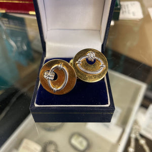 PAIR of Gold -Tone Knot Cufflinks with Silver-tone rope design