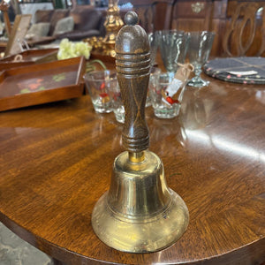 Large Brass Bell W Wooden Handle