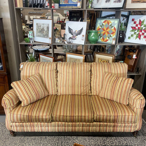 Wesley Striped Satin Fabric Sofa w Down Seats