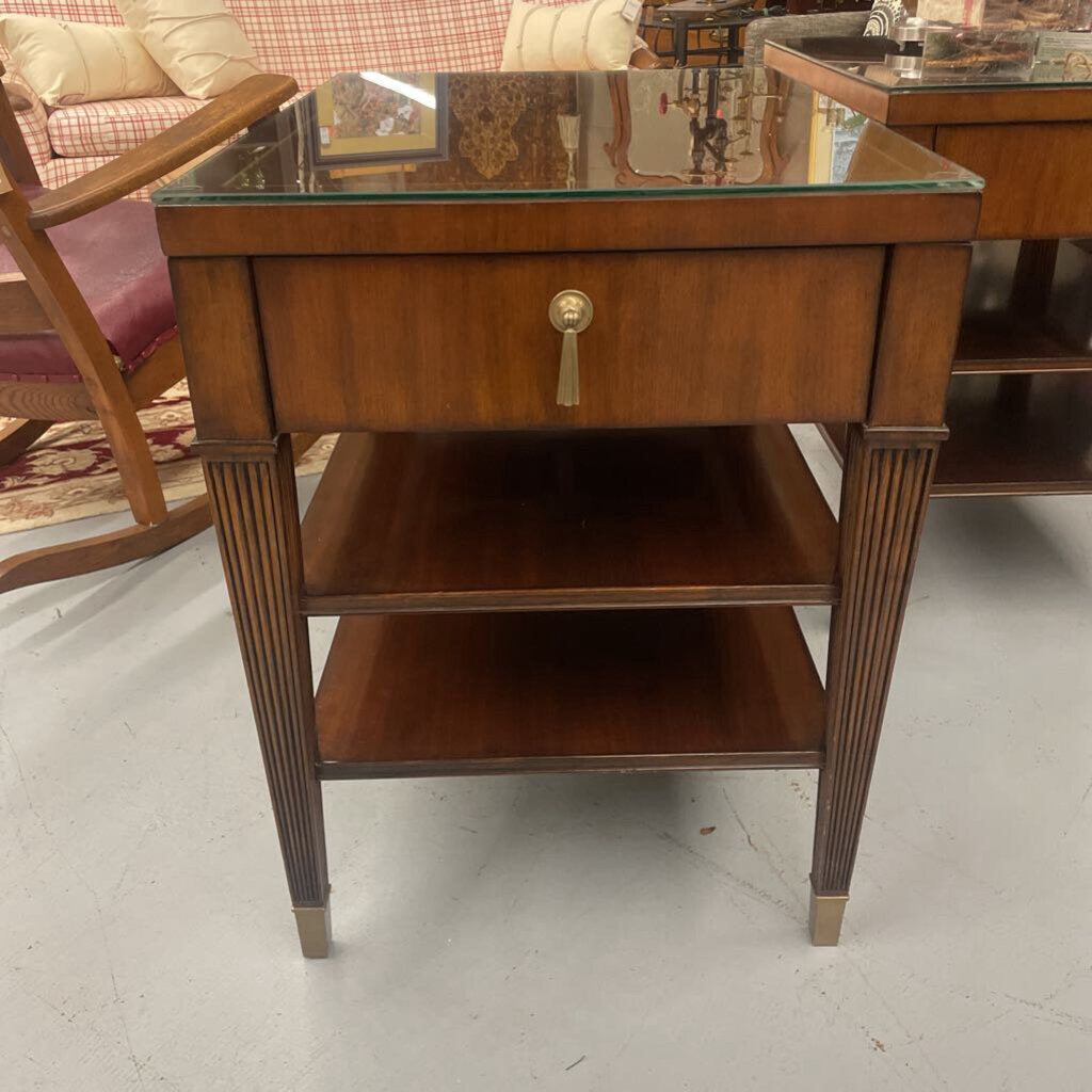 Lexington Mahogany Side Table w Glass Top