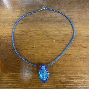 Murano Glass Leaf Pendant Necklace