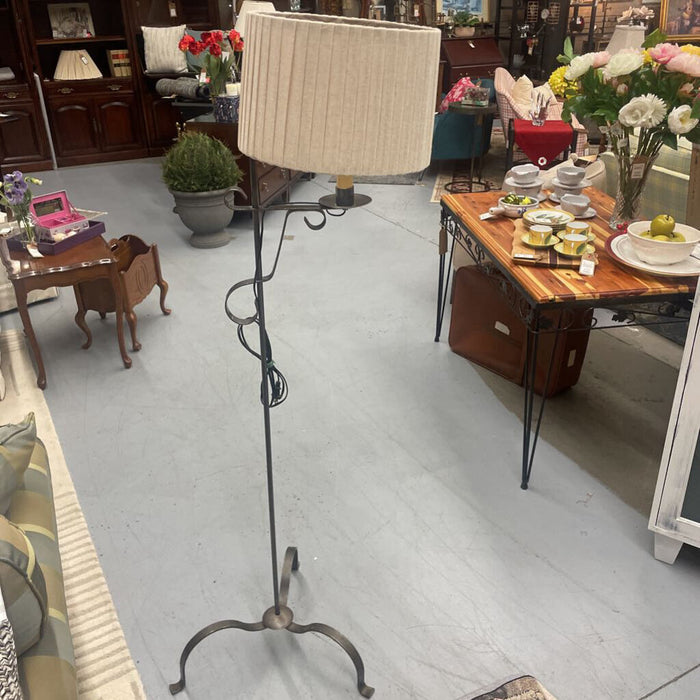 Decorative Grey Metal Floor Lamp w Pleated Shade