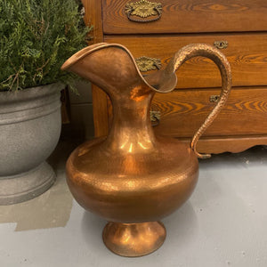 Large Vintage Hammered Copper Pitcher