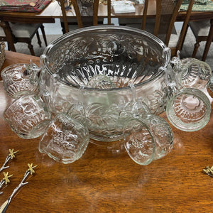 Jeannette Glass Punch Bowl & 8 Cup Set