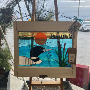 "Sunset At The Lake" In Vintage Wood Frame By Bonita Bell