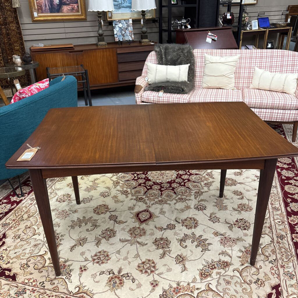 RICHARD HORNBY MCM British Afromosia Teak Dining Table + Leaf (20")