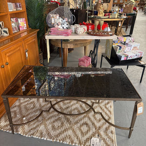 Antique Glass & Brass Coffee Table