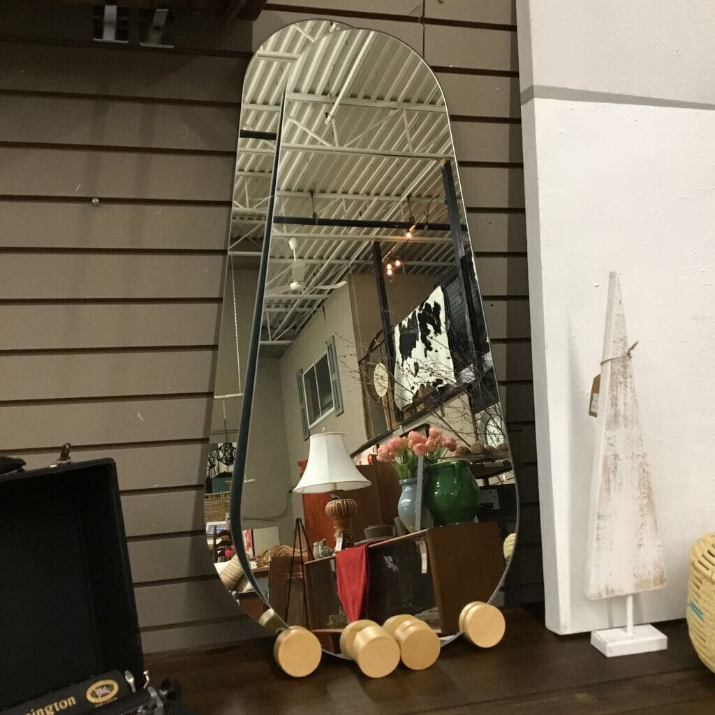 Modern Mirror w Wood Mounts