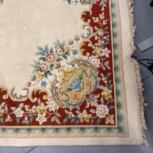 Imperial Kashmir 100% Wool Carpet w Red/Beige Florals