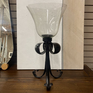 Fleur De Lis Triple Bow Hurricane Candleholder