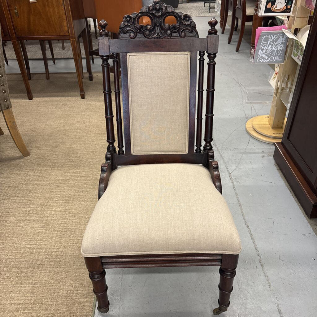 Victorian Carved Rosewood Chair on Castors Circa 1800's