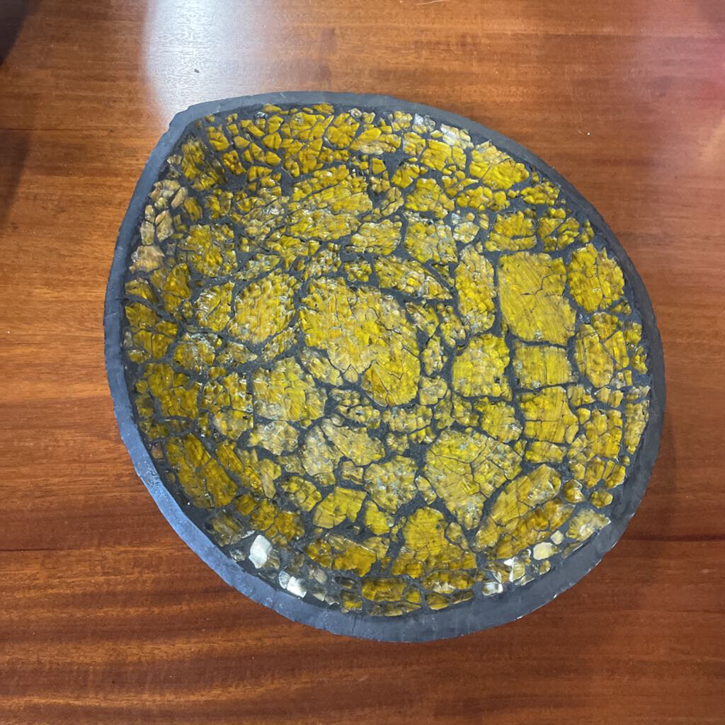 Yellow Mosaic Decorative Glass Dish