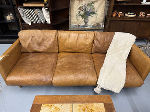 Nirvana - Dakota Tan Leather 3 Seat Sofa w Pin Leg