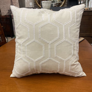 Cream & White Decorative Geometric Throw Pillow