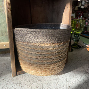 Woven Seagress Planter Basket Grey & Jute