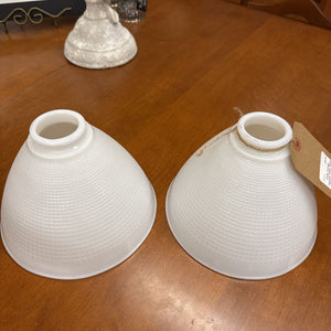 PAIR Vintage Opaque White Glass Torchiere Light Shades
