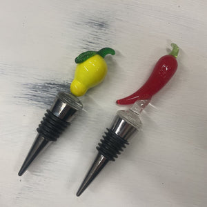 PAIR of Glass Pepper Bottle Stoppers by Sandra Alexandra