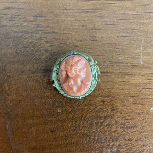 Victorian-Era Coral Cameo Brooch