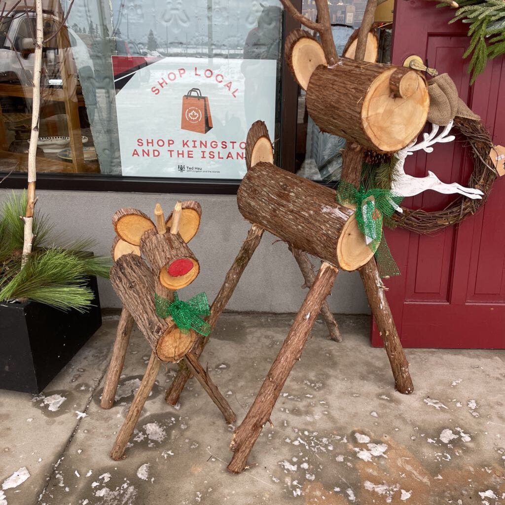 Mom & Baby Cedar Reindeer Flat Face
